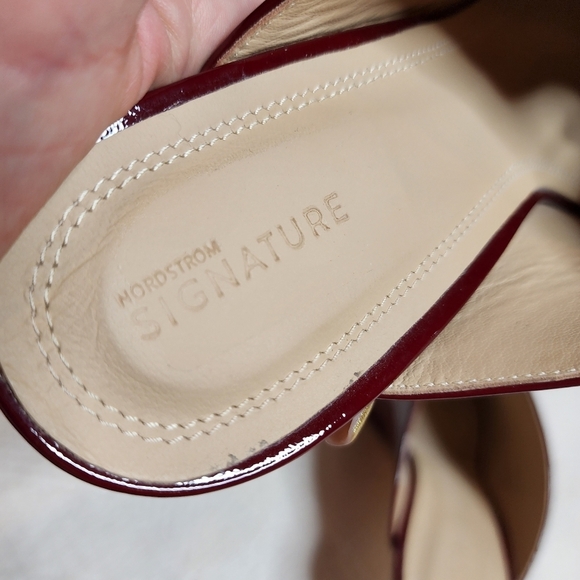 Nordstrom Red Patent Leather Pointed Toe Slide On 3" Heels Shoes Size EU 41 - Picture 16 of 17